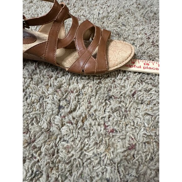 B.O.C Brown Strappy Sandals Women’s 7M Comfort Cushioned Sole Cork Wedge Design - Picture 7 of 9